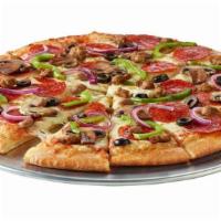 Supreme Pizza · What more could you want in a pizza? This delicious pizza comes stacked with pepperoni, saus...