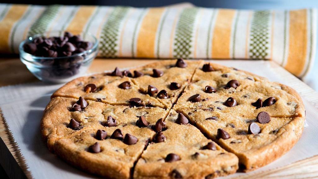 Giant Warm Cookie · There's enough warm chocolate chip cookie for everyone in the family to enjoy a slice. 8 slices.