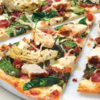 Chicken Bacon Artichoke - Baking Required · Our Artisan Thin Crust, topped with Creamy Garlic Sauce, Whole-Milk Mozzarella, Grilled Chic...