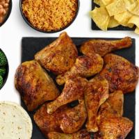 12Pc Fire-Grilled Chicken Dinner · 12 pieces of fire-grilled chicken with a choice of 3 large sides, warm tortillas, chips and ...