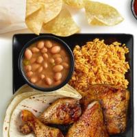 4Pc Fire-Grilled Chicken Meal · 4 pieces of fire-grilled chicken with choice of 2 small sides and tortillas. Includes chips ...