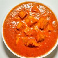 Paneer Tikka Masala · Cottage cheese cooked in a smooth nutty curry with a touch of saffron with onions, ginger, g...