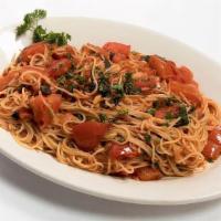 CAPPELLINI POMODORI PASTA · Fresh tomatoes, garlic & basil, cappellini