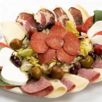LUIGI'S INSALATA (SERVES 2/3) · capicola & dry salami, genoa salami, pepperoni, provolone, fresh mozzarella, mixed greens wi...