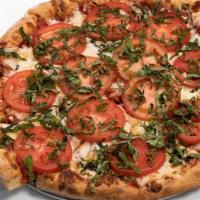 FRESH TOMATO, GARLIC, BASIL PIZZA  -SM · Garlic, Basil, Fresh Sliced Tomatoes