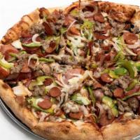 TINA’S TOO TOO MUCH PIZZA -LG · Salami, pepperoni sausage, mushroom, onion, bell pepper, linguica
