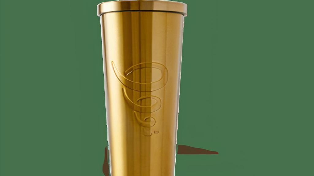 Holiday Tumbler - Gold · limited edition 28oz stainless steel metallic tumbler in gold, includes matching straw, double wall insulation.