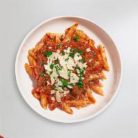 Rotini Marinara With A Chance Of Meatballs · Fresh rotini and homemade ground beef meatballs served with marinara, red pepper flakes, and...