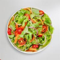 Go Go Green Salad · Romaine lettuce, cherry tomatoes, carrots, and onions dressed tossed with lemon juice & oliv...