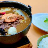 H3. Satay Beef Pot 台式沙茶牛肉鍋 · Spicy. Chef recommendation. Beef, fish ball, quail egg, shrimp, clam, pork meatball, fish ca...