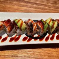 Dragon Roll · (Shrimp tempura topped with unagi avocado).