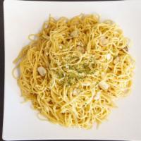  Garlic Noodle · Pan-Fried noodle with Garlic, topped with cheese & cilantro