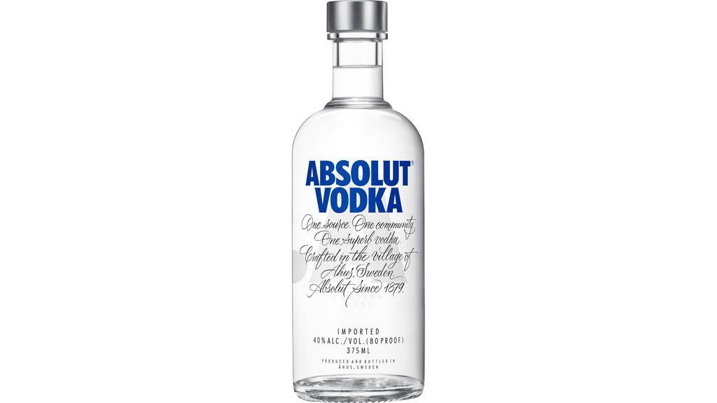 Absolut | 375Ml · Enjoy your favorite vodka drinks with Absolut vodka. This all-natural spirit has no added sugar, so it is a great choice for a low-calorie cocktail. Absolut distills its vodka an infinite number of times to remove impurities and create the taste you love.