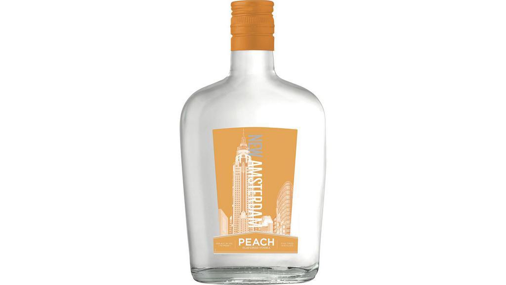 New Amsterdam Peach Vodka (375 Ml) · New Amsterdam Peach offers notes of succulent peach flavor, and is rounded out with orange blossom and a touch of vanilla to create a complex and pleasant fruit profile. Its soft, refreshing mouthfeel leads to a smooth, clean finish.