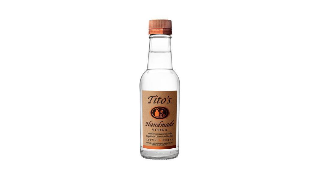 Tito's Handmade Vodka | 200ml · Distilled & bottled by Fifth generation, Inc. Austin TX. 40% alc./vol. Award winning American vodka crafted in an old fashioned pot still.