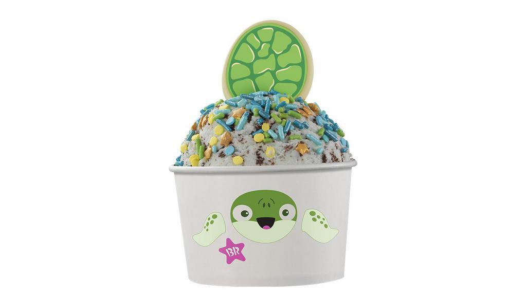 Sea Turtle  · One scoop of your favorite flavor in a specialty cup, topped with a chocolate shell and sea of sprinkles.