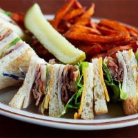 Club Sandwich · Mayo, lettuce, tomatoes, bacon, turkey and cheddar cheese.