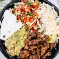 Burrito Bowl · Choice of Meat, Beans, Rice, Pico de Gallo, Lettuce, Sour Cream, Cheese & Guacamole