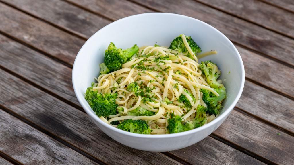 Linguine Aglio Olio · Sautéed with garlic, broccoli and extra virgin olive oil.
