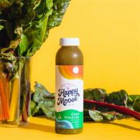 Chard Knock Life · Rainbow chard, baby spinach, tangerine, pear, lime, ginger.
