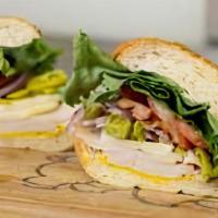 The Crazy Turkey Sandwich · Roasted turkey, bacon and avocado with provolone cheese and jalapeño peppers.
