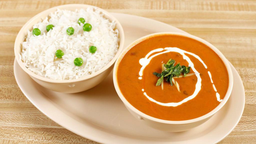 Dal Makhani · Mixed lentil cook in a tomato sauce flavored with Indian spices.