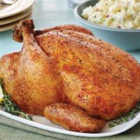 Whole Roasted Chicken · Fully cooked tender juicy white and dark meat, enough to serve two-four.