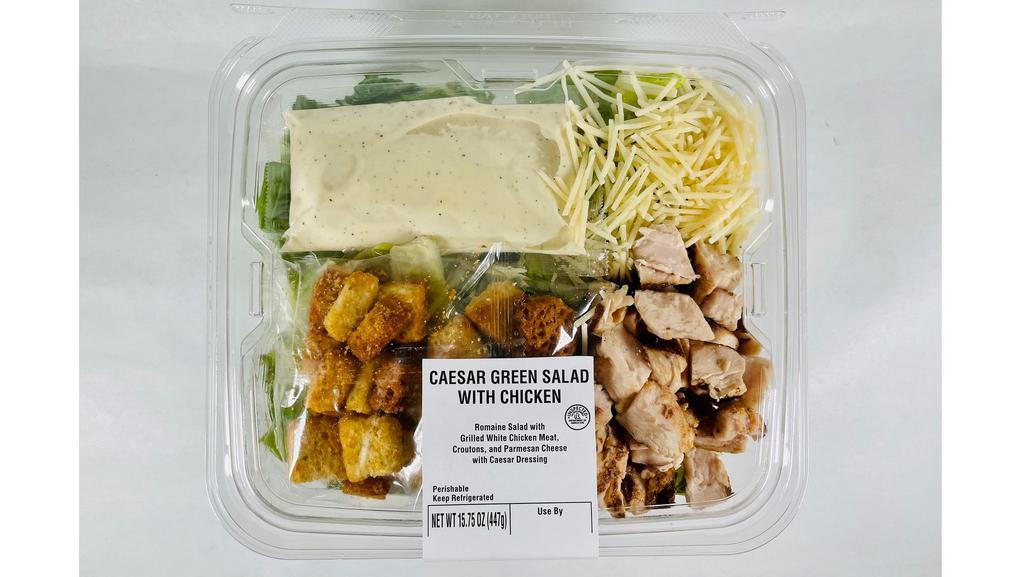 Chicken Caesar Salad 15.75 Oz. · Romaine Salad with Grilled White Chicken Meat, Croutons and Parmesan Cheese with Caesar Dressing