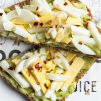 The Protein Toast · Sprouted Toast, Avocado, Hard-boiled Egg, Extra Virgin Olive Oil, Lemon Juice Red Pepper Fla...