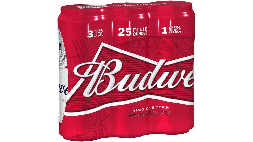 Budweiser 25oz Can, 3 Pack · Includes CRV Fee