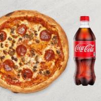 Mega Pizza + Drink · Create Your Own Mega-size pizza, plus a bottled beverage
