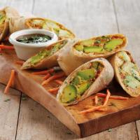Avocado Egg Rolls · Avocado | cream cheese | sun-dried tomatoes | red onions | cilantro | chipotle peppers | swe...