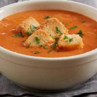 Tuscan Tomato Bisque · Creamy tomato soup | croutons | fresh parsley