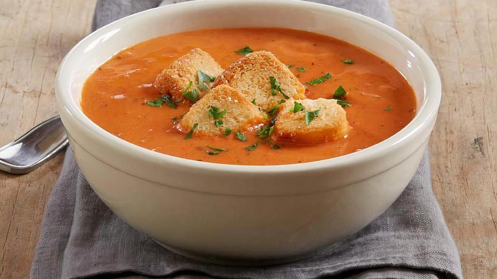 Tuscan Tomato Bisque · Creamy tomato soup | croutons | fresh parsley