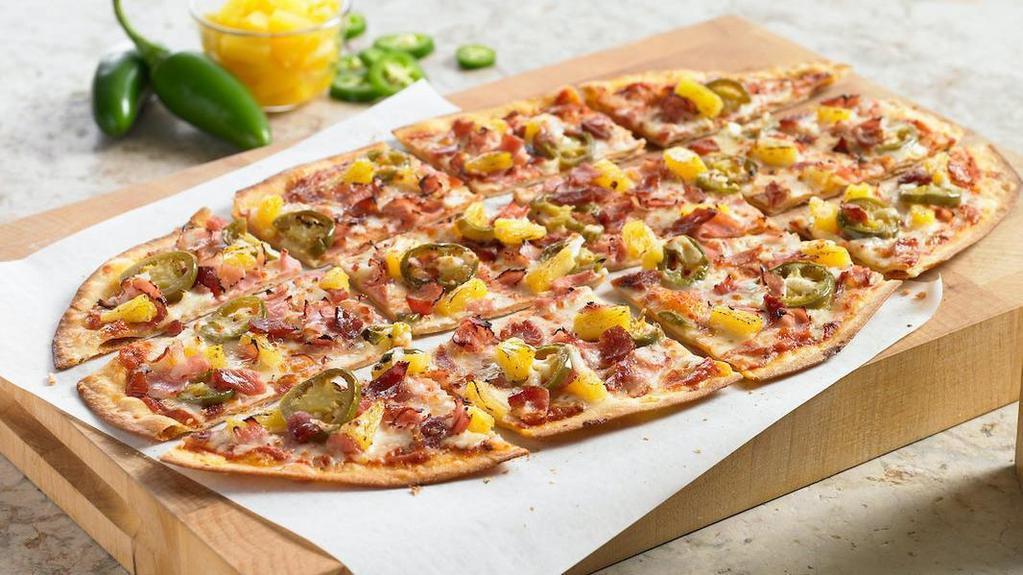 The Spicy Pig Pizza · Smoked ham | applewood smoked bacon | sweet pineapple| jalapeños | BJ's signature five cheese blend