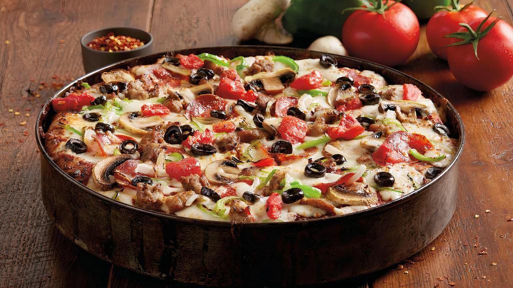 Bj'S Favorite Pizza - Shareable · Housemade meatballs | pepperoni | italian sausage | mushrooms | green bell peppers | black olives | onions | seasoned tomatoes