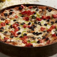 Vegetarian Pizza - Shareable · Mushrooms | green bell peppers | black olives | onions | seasoned tomatoes