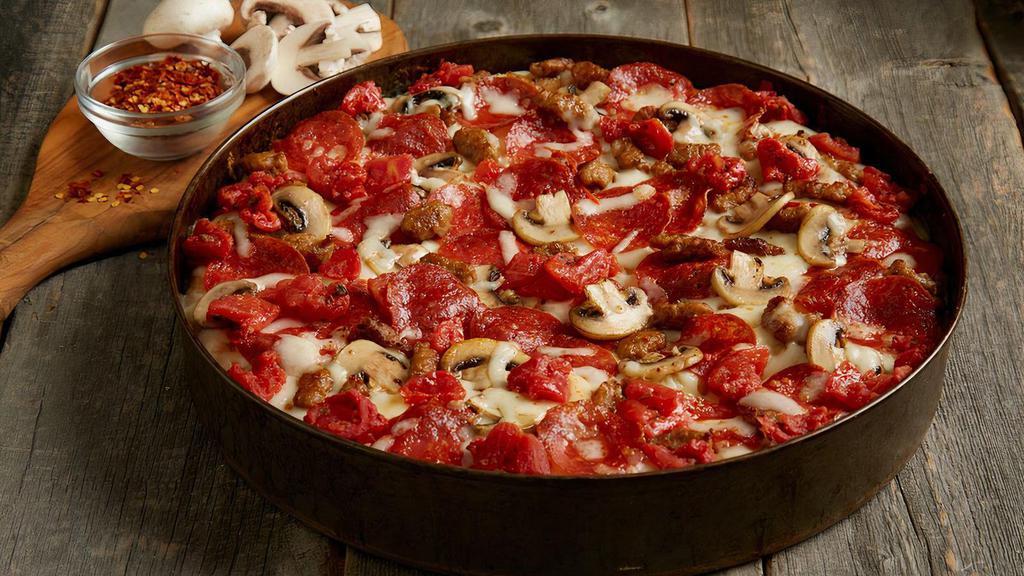 Bj'S Classic Combo Pizza - Shareable · Pepperoni | italian sausage | mushrooms | seasoned tomatoes