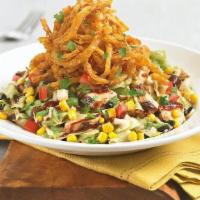 Barbeque Chicken Chopped Salad · Grilled chicken | crisp romaine | iceberg lettuce | sweet corn | black beans | crunchy jicam...