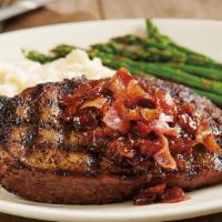 Bacon Jam Rib-Eye* · Juicy, well-marbled 14 oz.*  rib-eye | choice of two signature sides  *Pre-cooked weight
