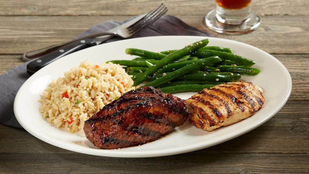 Tri-Tip And Grilled Chicken Combo* · 6 oz. slow-roasted sirloin tri-tip glazed with BJ's Peppered BBQ sauce | seasoned grilled chicken breast | choice of two signature sides