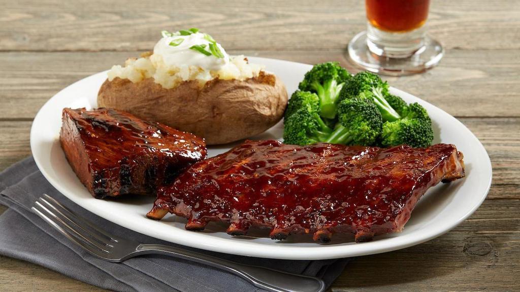 Tri-Tip And Baby Back Ribs Combo* · 6 oz. slow-roasted sirloin tri-tip glazed with BJ's Peppered BBQ sauce | half rack of baby back pork ribs | choice of two signature sides