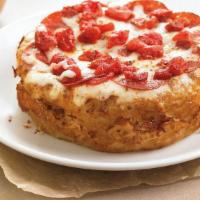 Mini Deep Dish Pizza · Choice of 6 inch cheese or pepperoni pizza | served with a kids' side and a drink