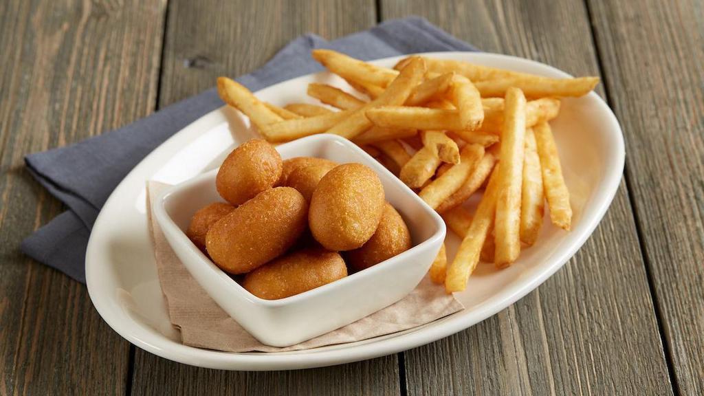 Mini Corn Dogs · Mini corn dogs | served with a kids' side and a drink