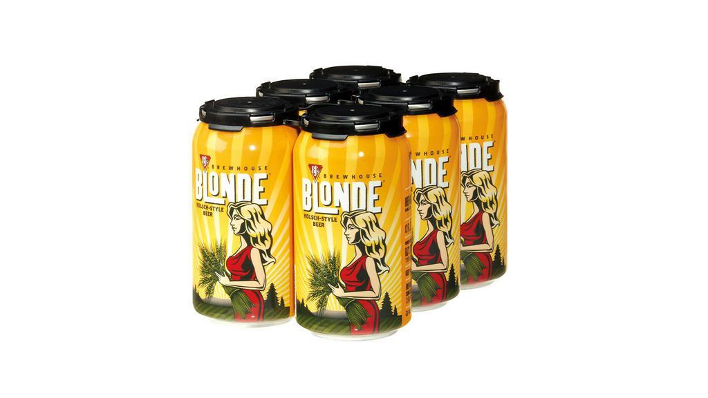 BJ's Brewhouse Blonde® - 6-Pack · Our most popular handcrafted beer! A light and refreshing pale beer in a German Kolsch style Available in a 6-pack (12 oz. cans) A recycling deposit has been added, where applicable