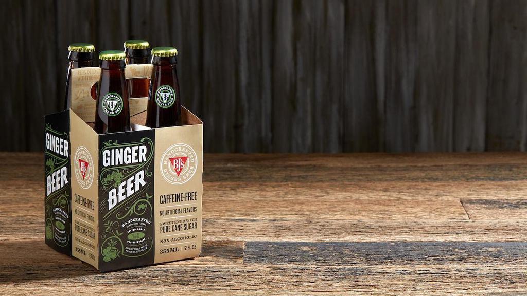 Bj'S Ginger Beer- 4 Pack · A caffeine-free ginger beer soda sweetened with pure cane sugar and free of artificial flavors    Available in a 4-pack (12 oz. bottles).  A recycling deposit has been added, where applicable.