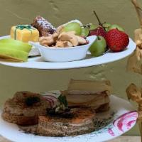 Afternoon Tea · Pick your Tea (1*), Savory & side salad, Sandwiches (3*), Scone (1*), Dessert, Seasonal frui...
