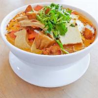 25. Curry Vermicelli Soup / Bun Ca Ri · Spicy. Vermicelli, sweet potato, tofu, and soy 