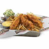3 Chicken Tender Strip Meal · 3 chicken tender strips, shoestring fries or tater tots, coleslaw and your choice of 1 dippi...