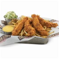 4 Chicken Tender Strip Meal · 4 chicken tender strips, shoestring fries or tater tots, coleslaw and your choice of 1 dippi...